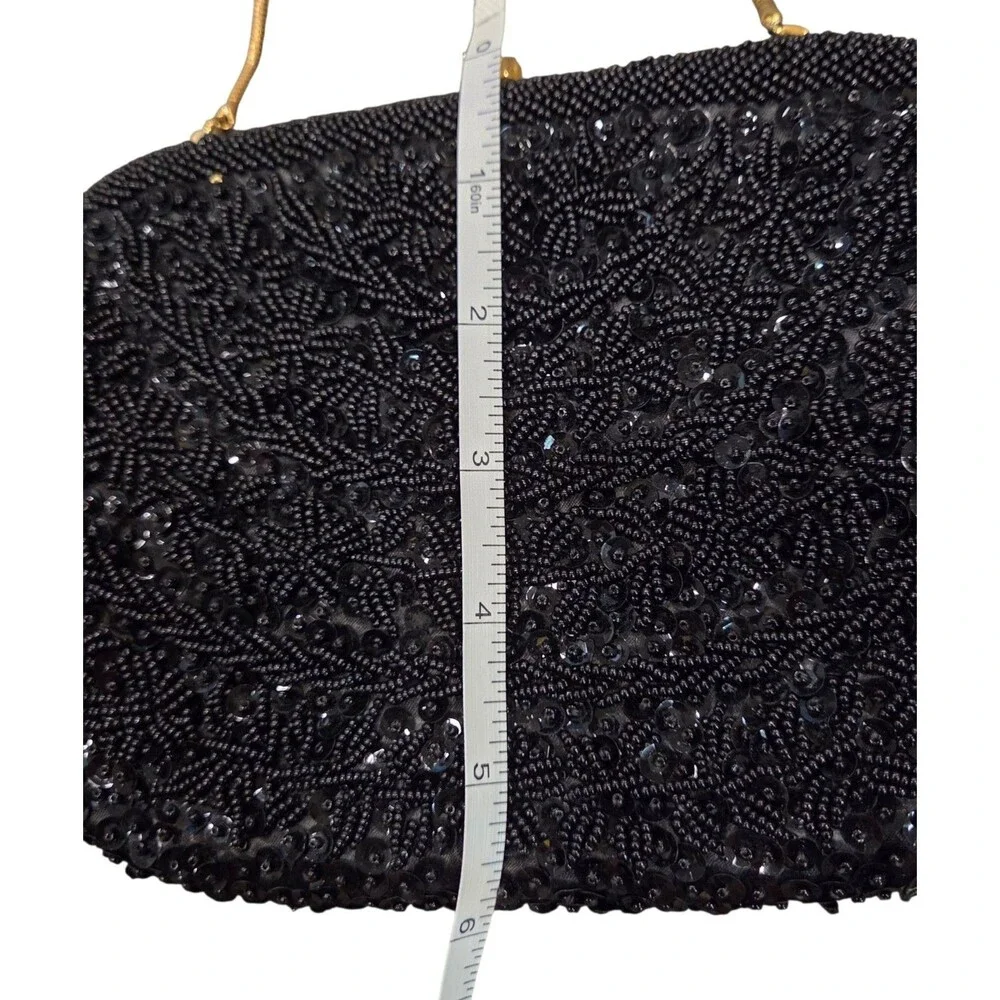 Vintage 50s/60s Whiting & Davis Black Beaded Evening Clutch